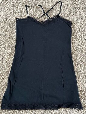 No Boundaries Black Lace-Trim Camisole Slip